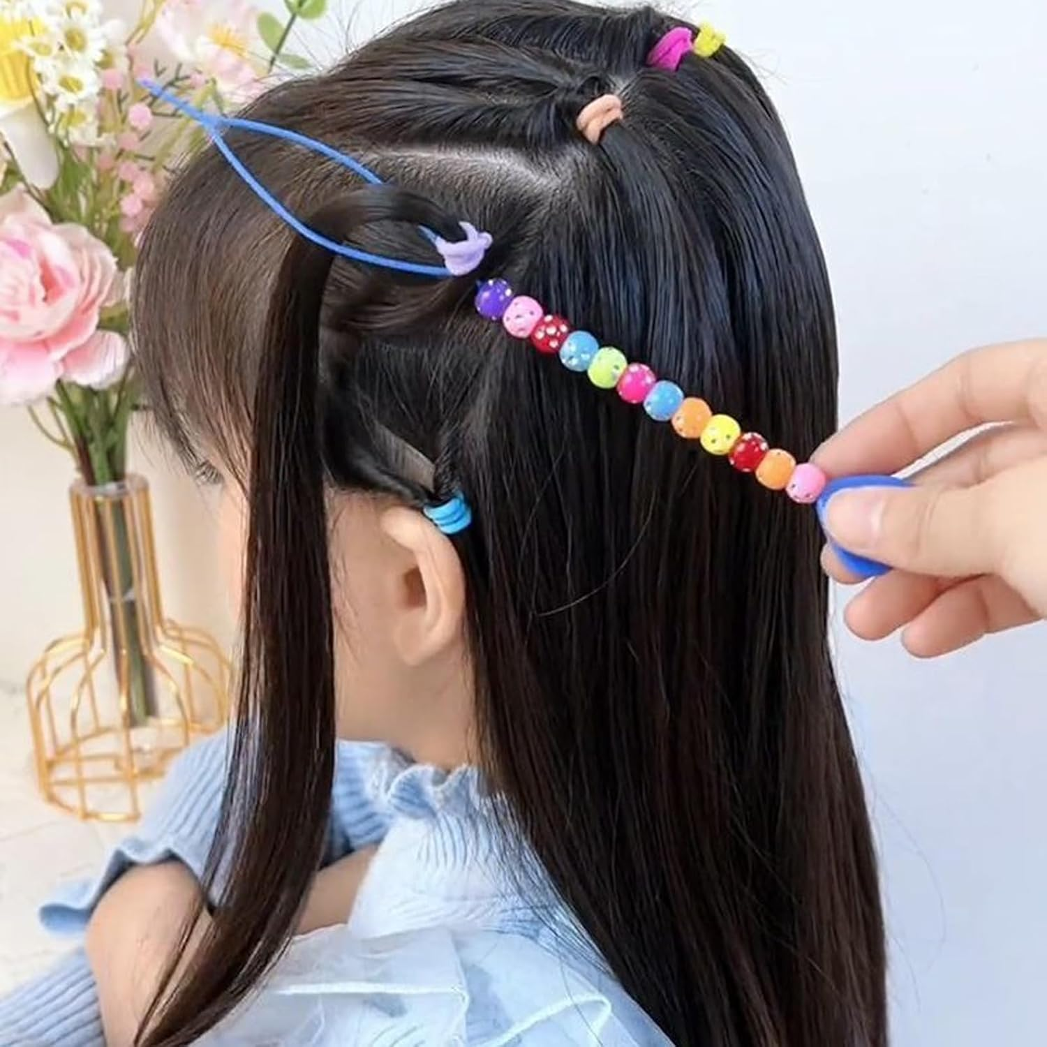 7 Pcs Hair Braid Tool Plastic Quick Beader Tool Hair Beader Tool Ponytail Maker Styling Tool Hair Styling Accessories for Hair Braid Hair Styling Accessories (Colorful) image number 1