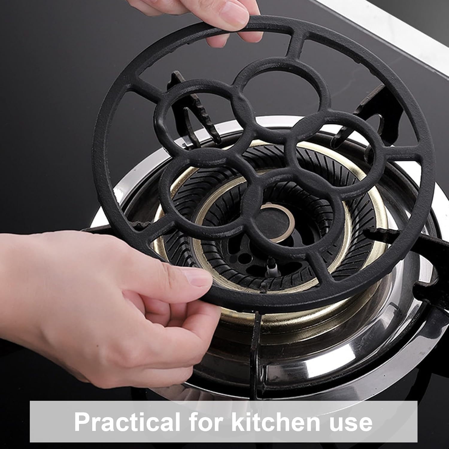 Gas Ring Reducer, Cast Iron Wok Support Ring for Gas Stove, Non-Slip, Black image number 1