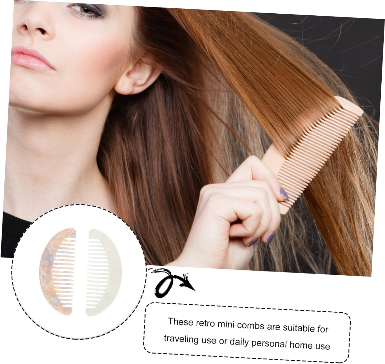 Baluue 2Pcs Salon Hairstyle Combs Portable Wide Tooth Combs Static for Men Women Boys and Girls Hair image number 2