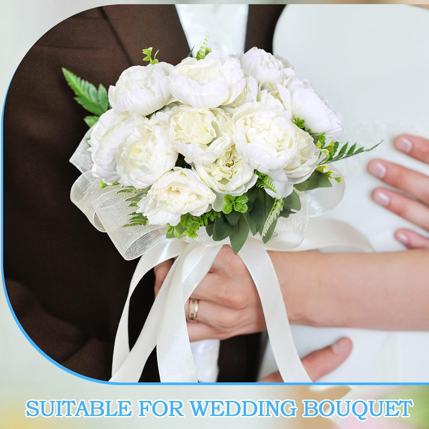 Yunlly 56 Heads Peonies 8 Bunches Artificial Peony Flowers Silk Fake Peony Flowers for Table Centerpieces Boho Home Decor Arrangement Decor Floral Bouquets Wedding Bouquet (White) image number 5