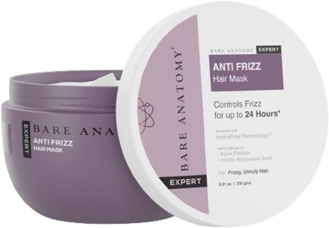 Bare Anatomy anti Frizz Hair Mask | Frizz Control Upto 24 Hours | Powered by Hyaluronic Acid & Fatty Acids | for Deep Conditioned & Frizz Free Hair | Sulphate & Paraben Free | Women & Men | 250G image number 5