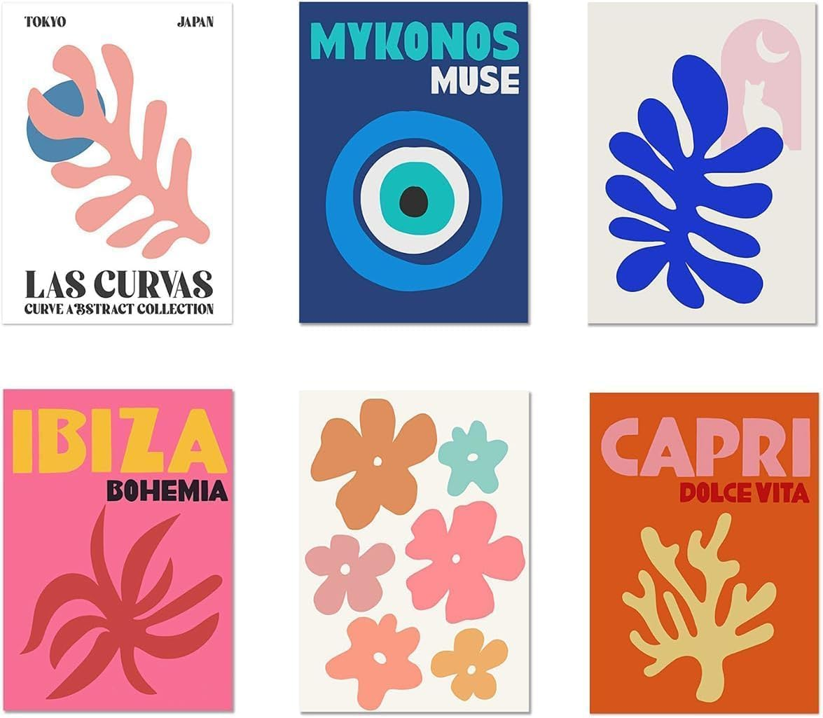 Preppy Ornament,Aesthetic Canvas Wall Art Prints Stuff Things,Set of 6 Preppys Decor (Mixed, 25X20Cm) image number 3