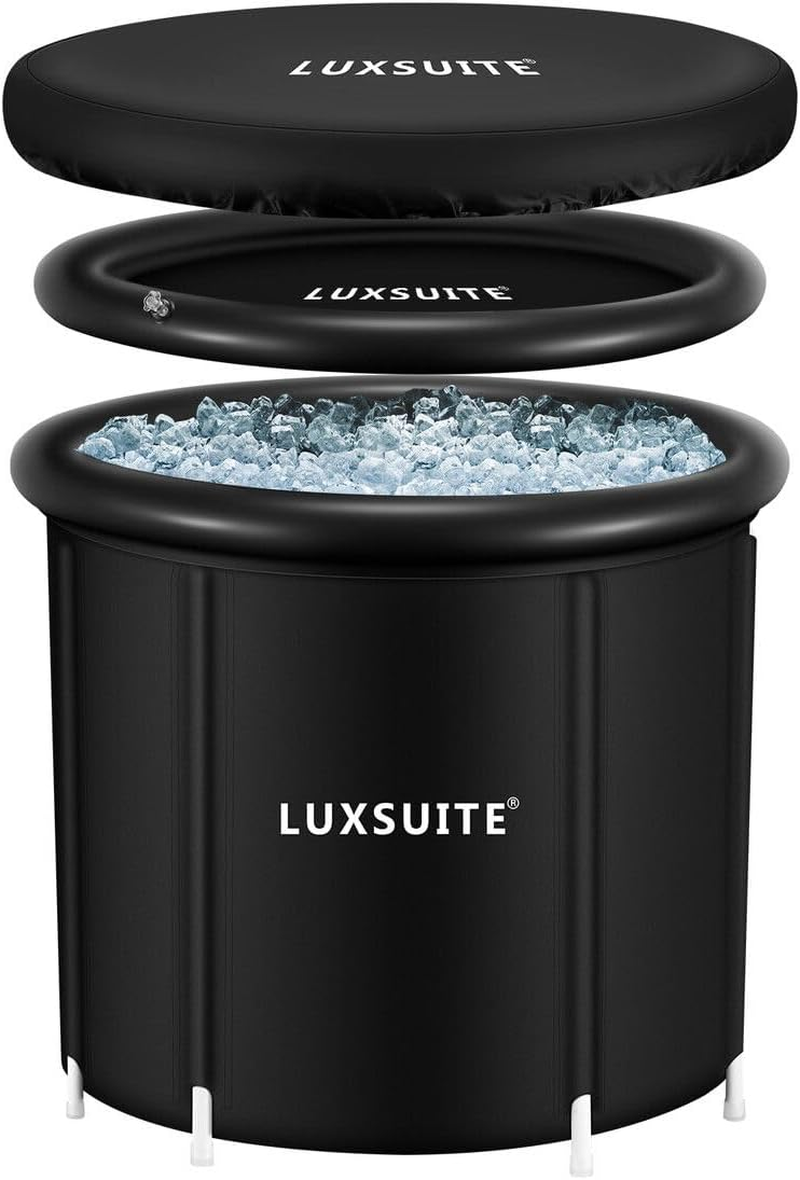 Portable Ice Bath Tub Inflatable Hot Bathtub SPA Massage Athletes Cold Water Therapy Adult Soaking Folding Outdoor Plunge Large Black 80X71Cm, 300L image number 4