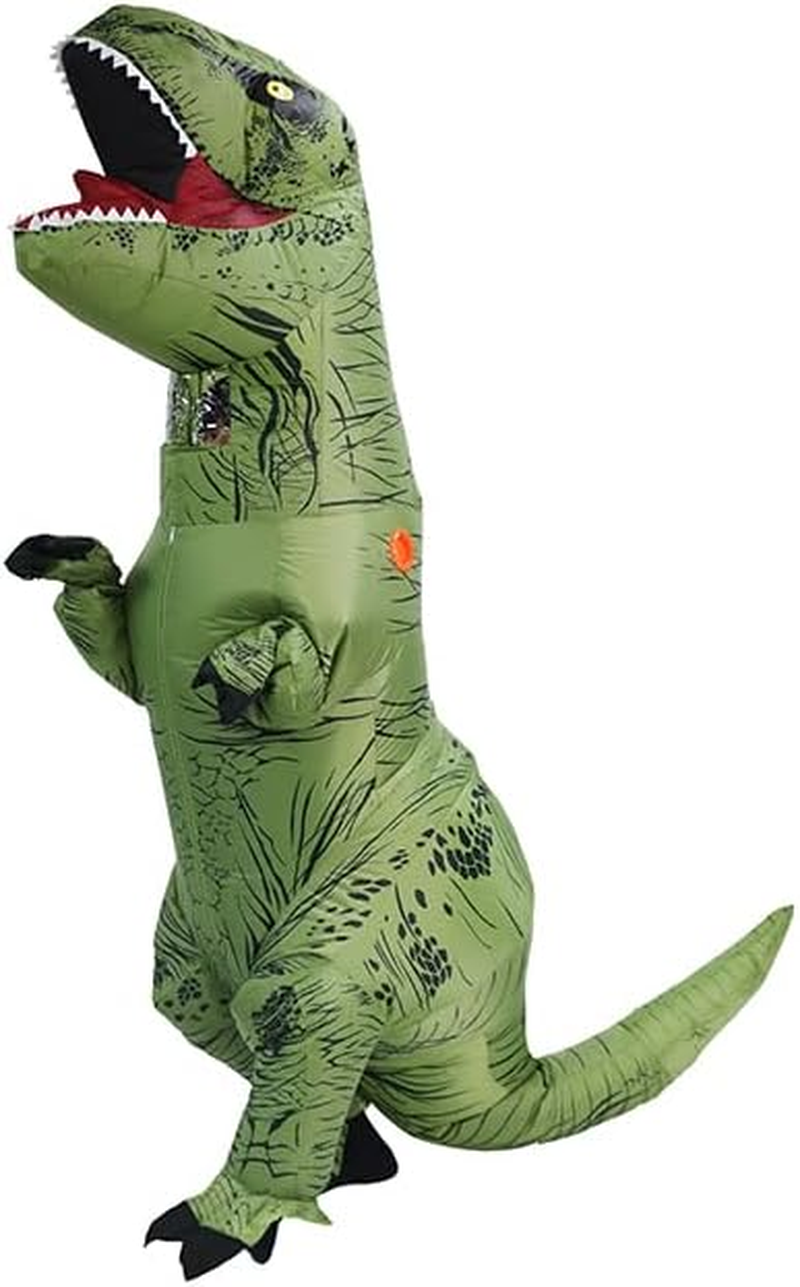 Adults T-Rex Inflatable Costume, Fancy Dinosaur Suit Blow up Jumpsuit Halloween Cosplay Costume and Themed Party
