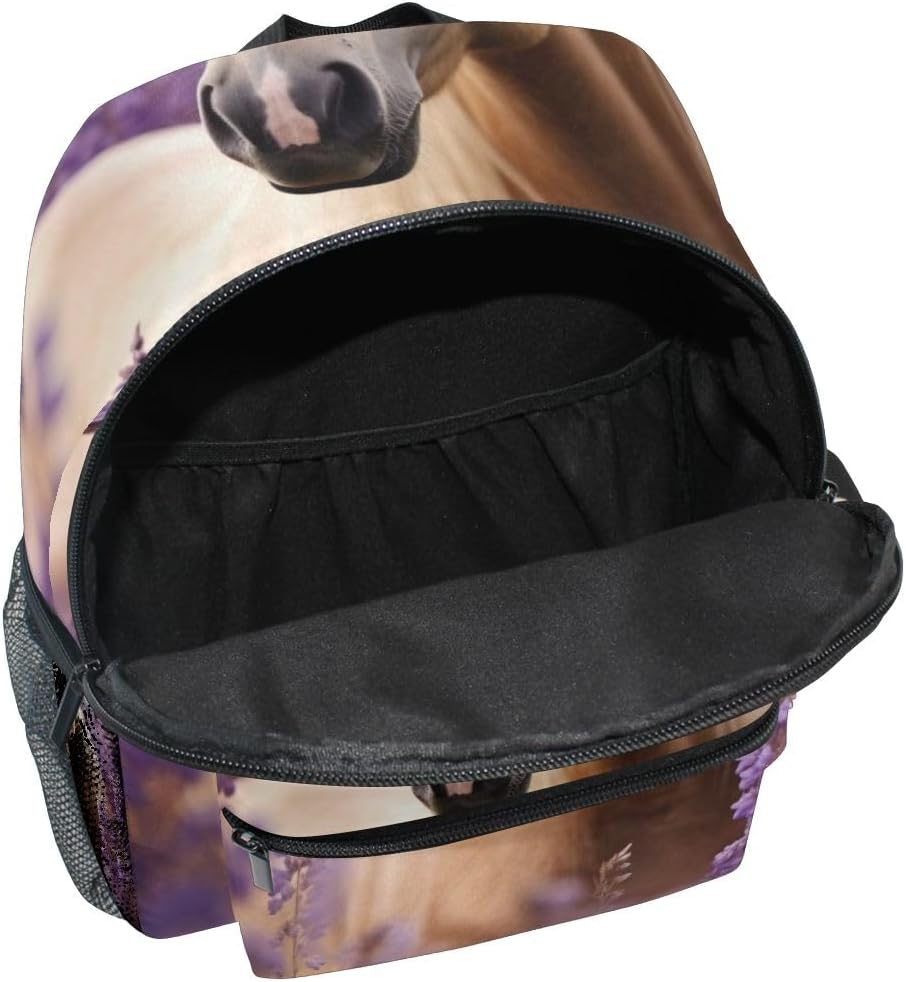 RPLIFE Horse Lavender Field Purple Toddler Girl Backpack with Name Tag, Travel Bookbag, 3-8 Years image number 3