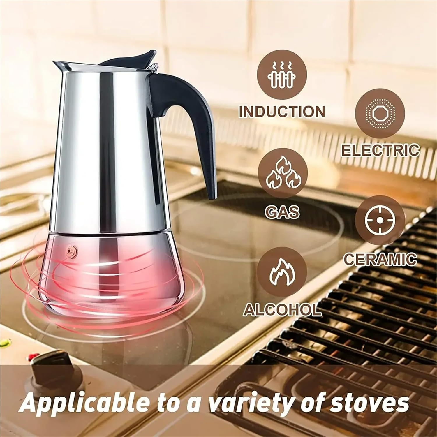 600Ml Mocha Espresso Latte Stovetop Filter Stainless Steel Coffee Pot for Barista Moka Maker(A 200Ml)
