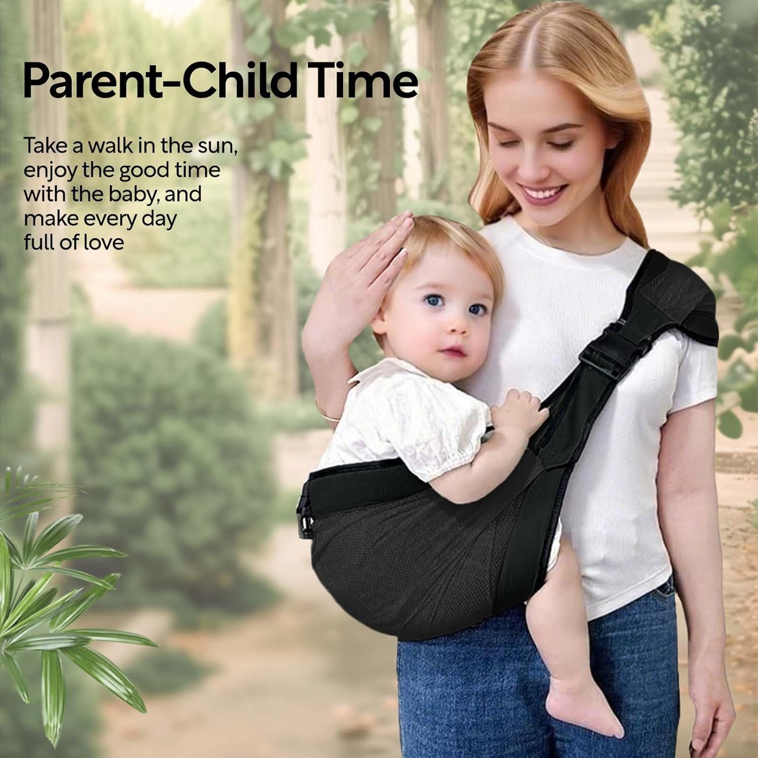 Baby Sling Carrier,Hoidokly Toddler Carrier Baby Sling Portable Adjustable Seat Carriers Shoulder Straps Mom Cozy Baby Carrier for Newborn Infant Toddler (Black) image number 2