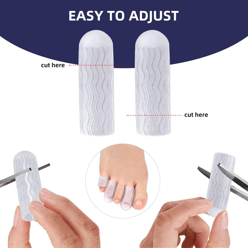 5 Pair Toe Protector Gel Cover Cap Pain Relief Preventing Blisters Corns Nail Tools Foot Care Toe Separators (Translucent) - Beige image number 6