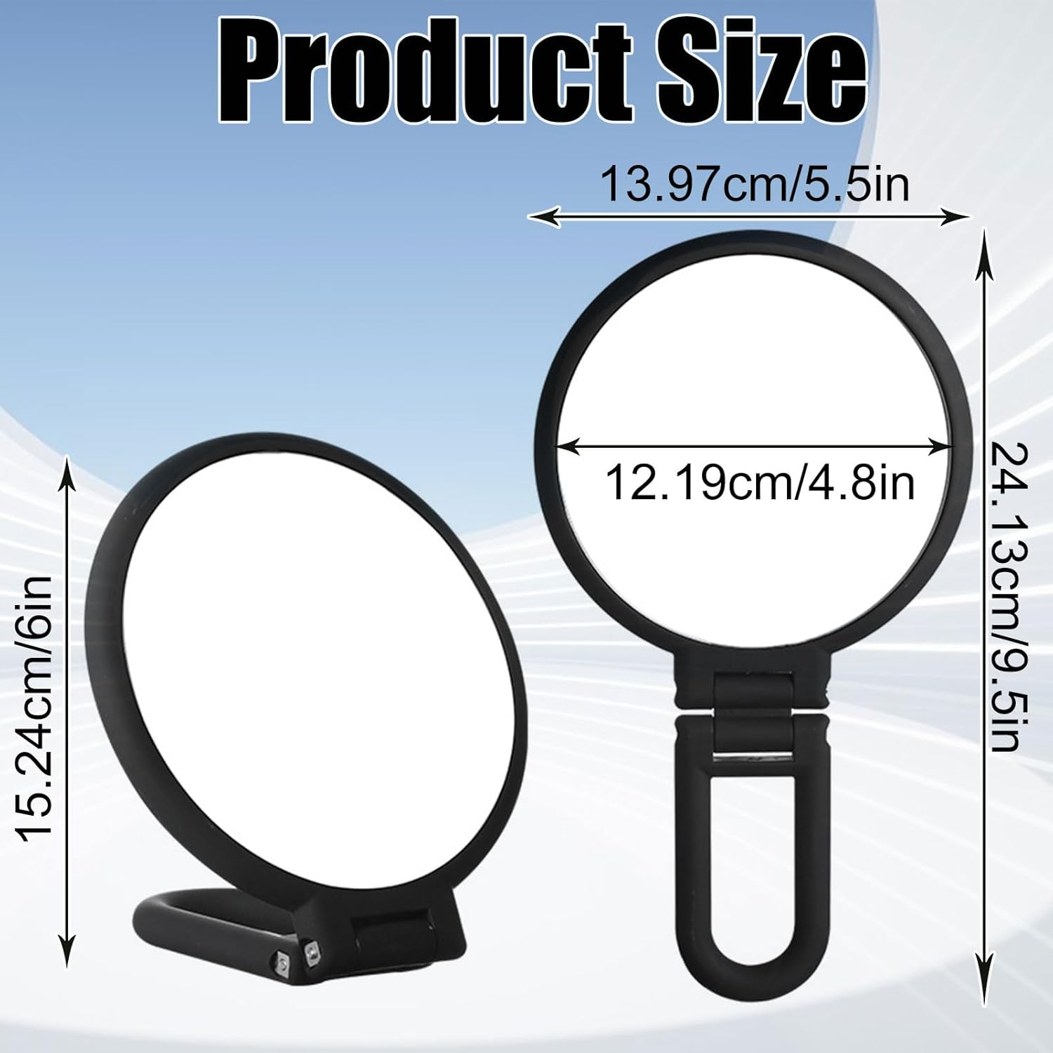 20X/1X Magnifying Mirror, Folding Mirror for Travel, Double-Sided Handheld Mirror with Handle, Foldable Cosmetic Mirror with 360&deg; Swivel, Foldable & Portable for Precise Makeup on the Go - Matt Black image number 4