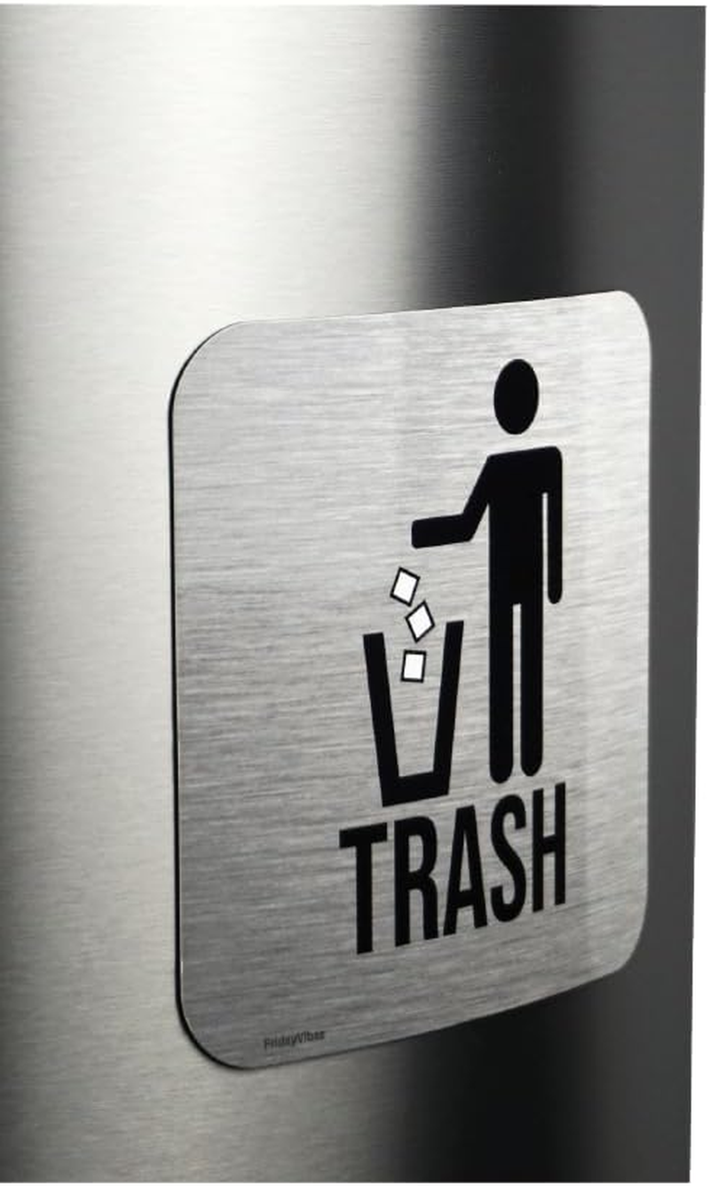 Recycle and Trash Magnets for Kitchen Trash Cans and Recycling Bins, Indoor Trash and Recycle Magnet Combo for Garbage Can Logo Symbol, 2 Magnetic Sticker Adhesives, 5.5 Inch Square, Outdoor Waste Bin image number 4