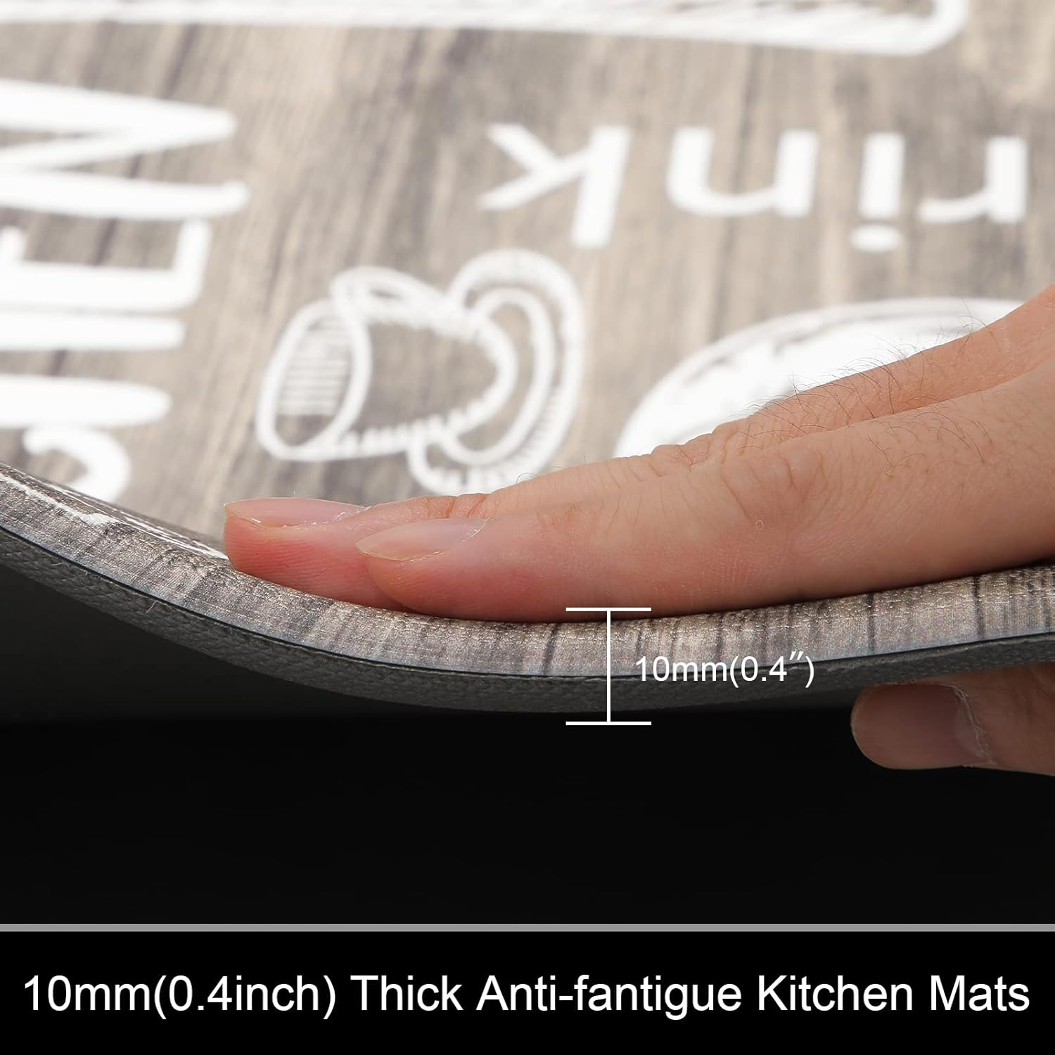 HEBE anti Fatigue Kitchen Rug Set of 2 Non Slip Cushioned Kitchen Mats for Floor Waterproof Comfort Kitchen Rugs and Mats Farmhouse Chef Mats Floor Carpet for Sink,Laundry Room,Brown image number 2