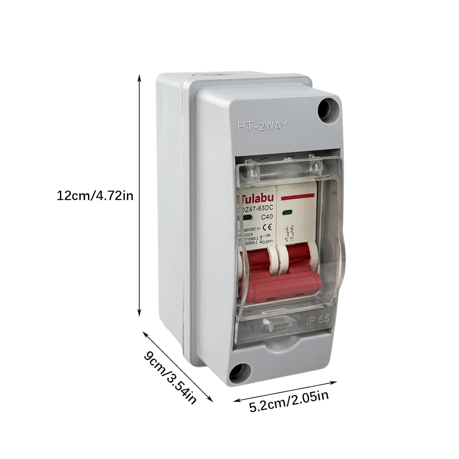 Solar Panel Disconnect Switch, Solar Circuit Breaker Box Outdoor Miniature Circuit Breaker IP65 Waterproof for PV Homes Battery (1000V 40A)
