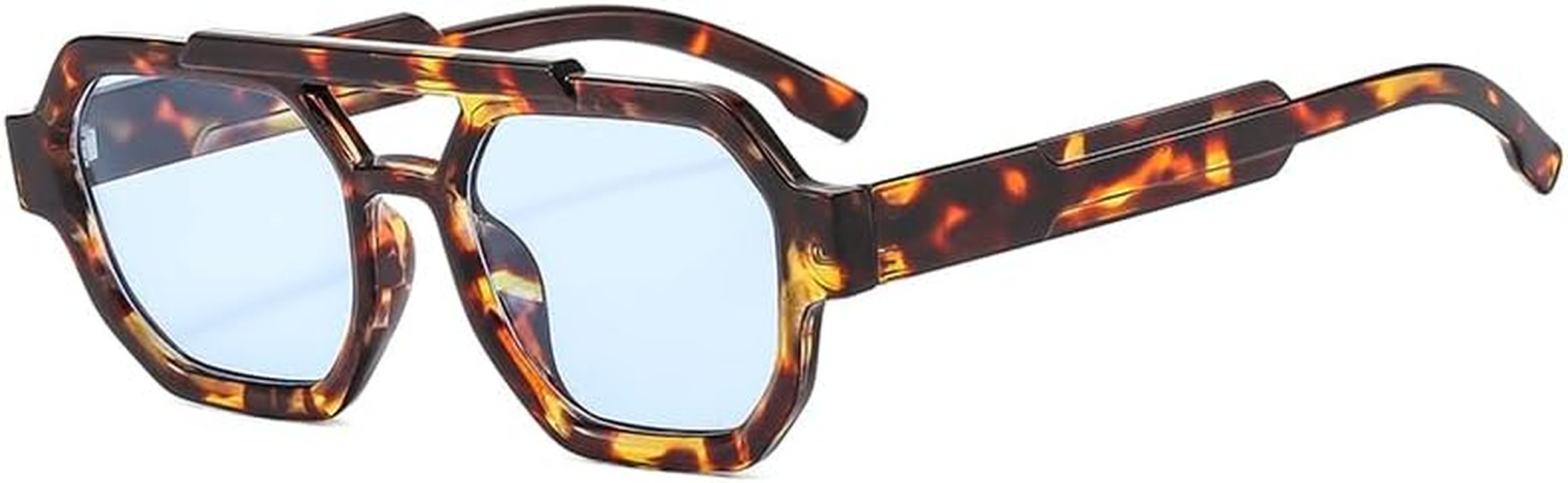 GNOLONG Vintage Double Bridge Pilot Sunglasses - Women Men Retro Hexagonal 70S Eyeglasses Outdoor