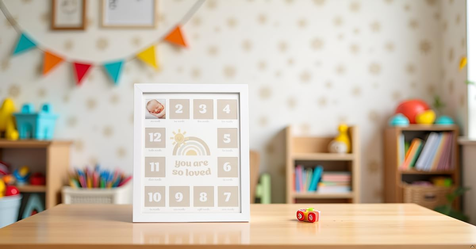 Kate & Milo My First Year Photo Frame, Baby Milestone Picture Frame, Newborn Keepsake Nursery D&eacute;cor, Baby Girl and Baby Boy Gift, You Are so Loved, White - Little Star Babyprints Collage Frame image number 2