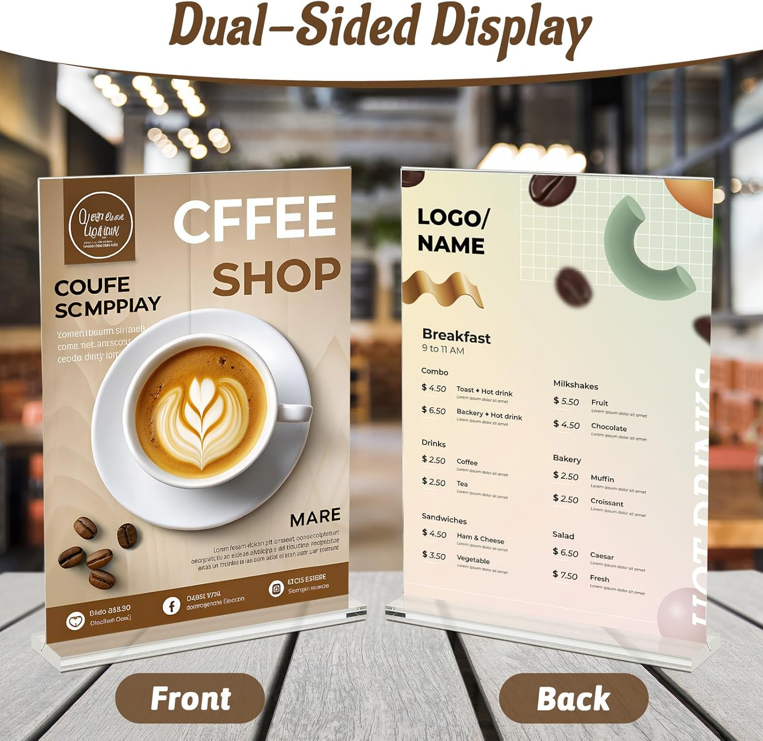 Viymgit A4 Acrylic Sign Holder, 4 Pack Clear Double-Side Table Perspex Display Stand, Plastic Vertical T-Shape Menu Poster Holder for Restaurant, Office, Exhibition, Store image number 5