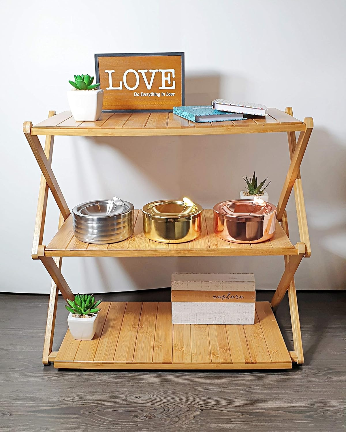 Gold Classic Metal Ashtray with a Lid for Cigarettes - Windproof Outdoor Ashtrays Can Patio Outdoor Indoor Decorative Fancy Ash Tray - Gold image number 3