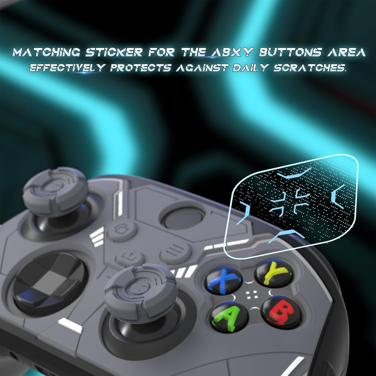 Playvital Stellar Mecha Silicone Cover Skin for Xbox Series X/S Controller, Anti-Slip Grip Protector with Thumb Grips & Sticker for Xbox Core Wireless Controller - Black & Gunmetal Gray - Army Green  Sage Green image number 5