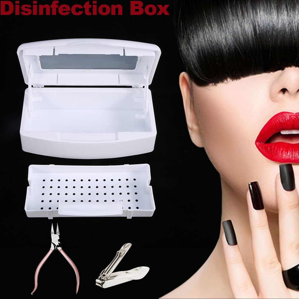 Nail Art Sterilisation Box, Nail Tools Sterilisation Pot Sterilisation Box Disinfectant Container Manicure Tools with Removable Tray for Salon/Home/Hairdresser image number 3