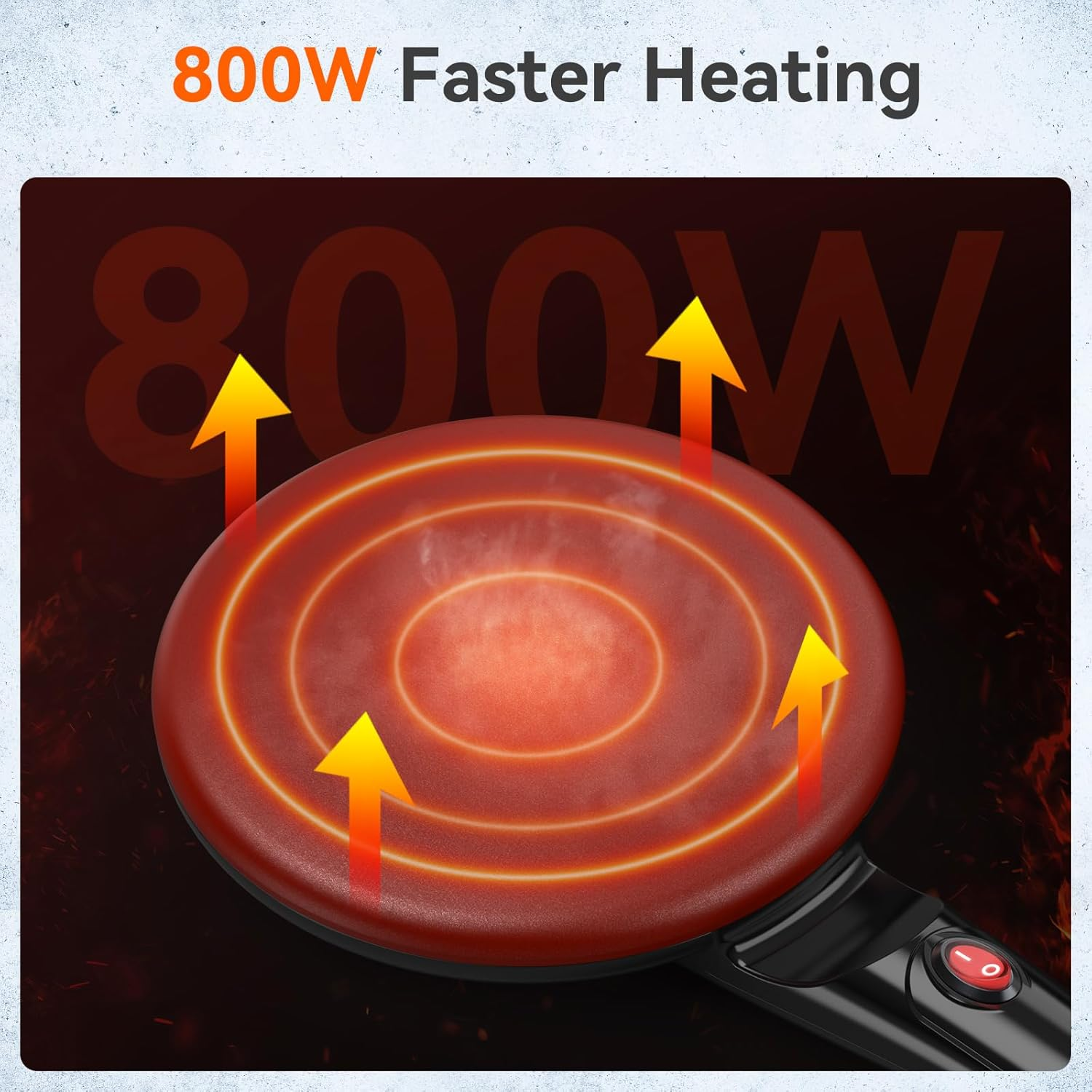 SNAILAR Crepes Maker, Electric Crepe Maker with Handle, Non-Stick Coating, Heating Surface with Diameter 20 Cm, 800 W, Automatic Temperature Control, Easy to Use, for Crepes, Pancakes and Taccos. image number 1