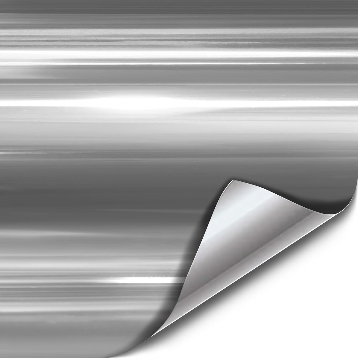 Vvivid Gloss Chrome Silver Vinyl Wrap Adhesive Film Roll Air Release DIY Decal Sheet (12 Inch X 60 Inch) image number 2