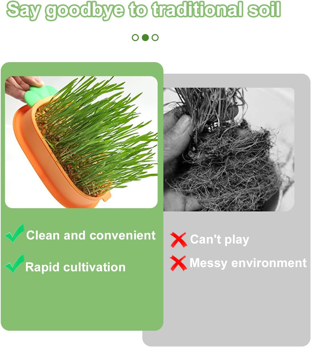 Nizirioo Carrot Cat Grass Tray Growth Set: 2 Pieces Hydroponic Cat Grass Box with 10 Bags Seed, Plastic Comfortable Cat Grass Case, Cat Grass Germ Tray for Cat Dogs Pets image number 6