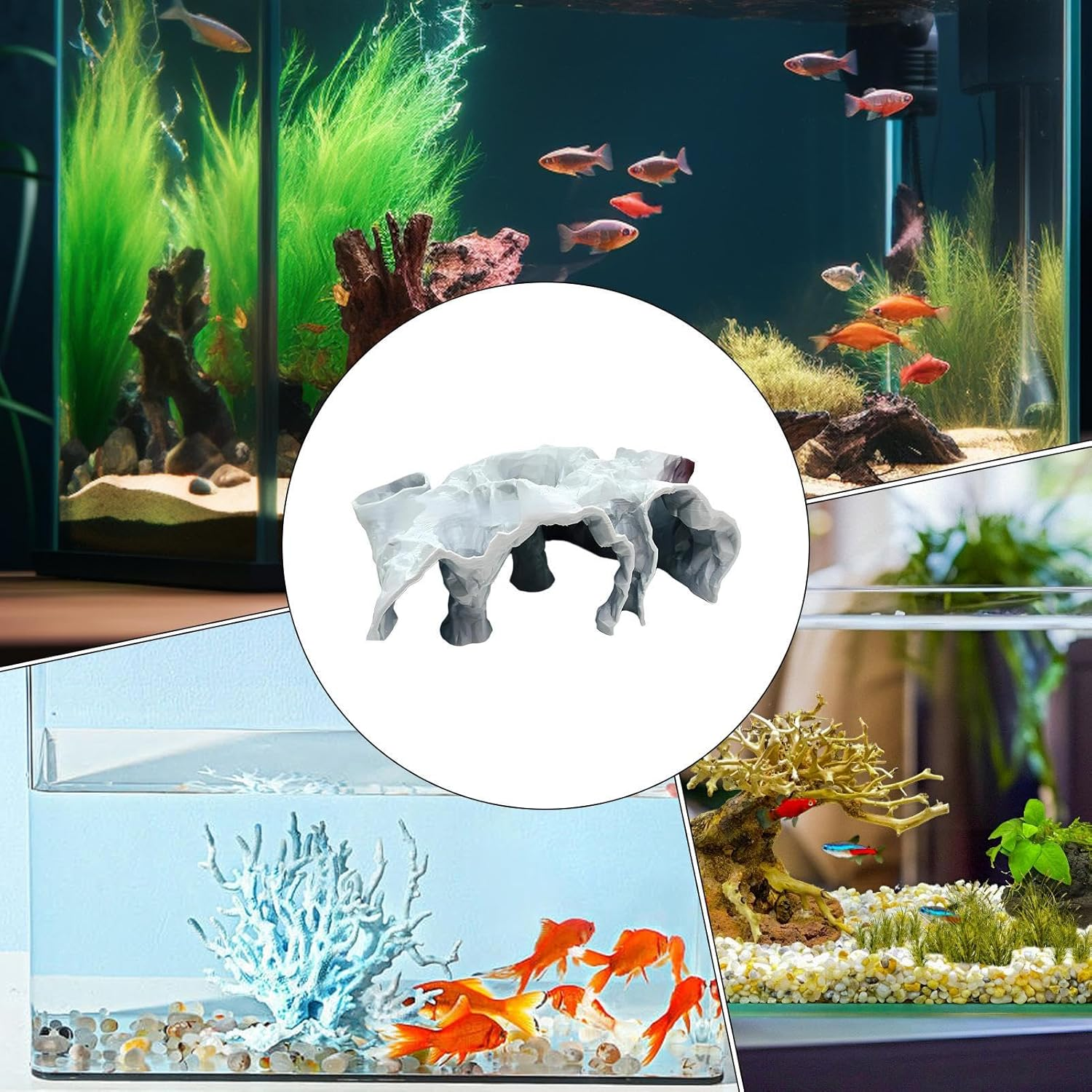 Fish Tank Cave - Shrimp Cave Aquarium Decor | Breeding Shelter Landscape Decoration for Betta Cory Small Cichlid Guppy Reptile image number 5
