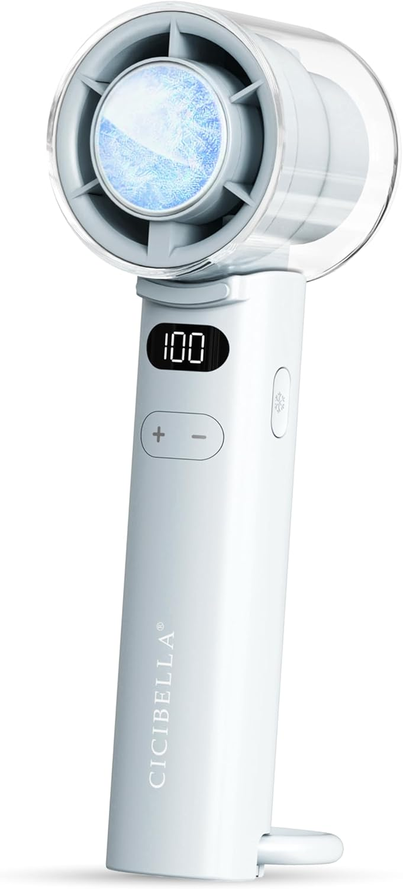 Cibella W-F9 Handy Fan, Cooling Plate, Neck Hanging, Foldable, 5 Levels of Wind Power Adjustment, Maximum 13H Operation, Cooler Function, Handheld Portable Fan, Light Brown