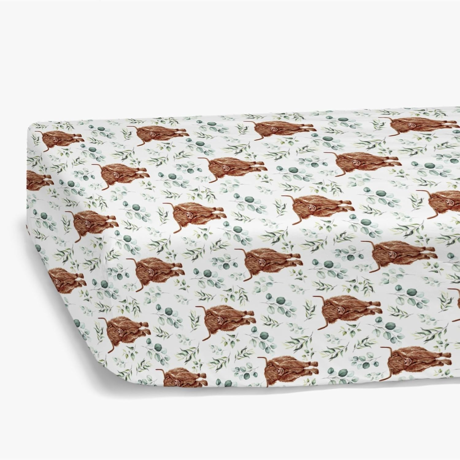 Hawskgfub Highland Cow Eucalyptus Leaf Fitted Standard Crib Sheet for Baby Boy Girl, Neutral Western Farm Animal Yak Toddler Mattress Cover, Soft Stretchy Nursery Bed Sheets Decor Kids Gift 52" X 28" - Duck image number 2
