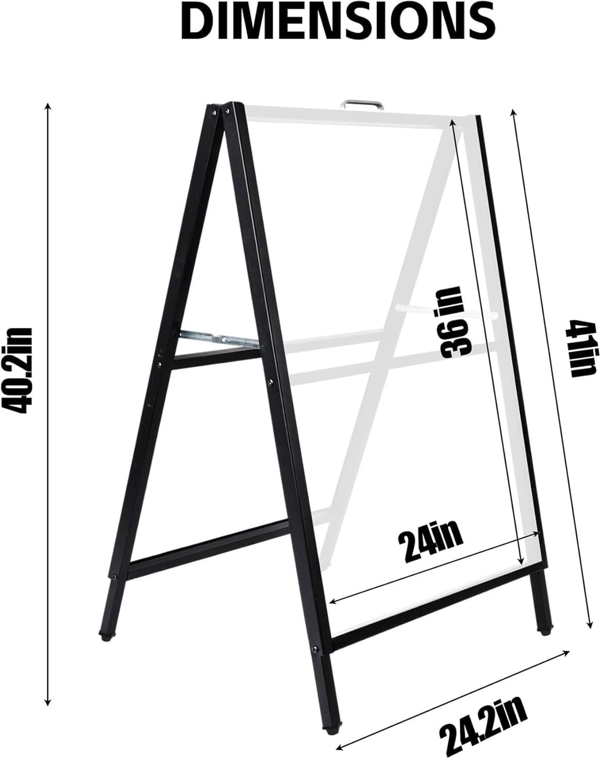 A Frame Sign Double-Sided, Folding Sandwich Board, Heavy Duty Slide-In Sidewalk Signboard, Metal Pavement Sign(Frame Only), Black 60 * 90 * 105Cm image number 6