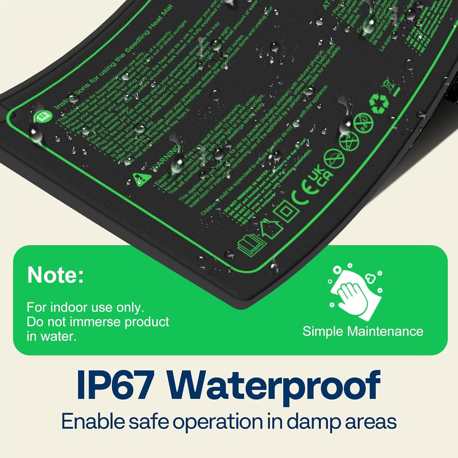 Koreal Seedling Heat Mat with Thermostat Controller, 25Cm X 50Cm Heat Mats for Seed Starting, 1 Pack Seed Heating Mat for Indoor Growing,Brewing and Seed Germination image number 6