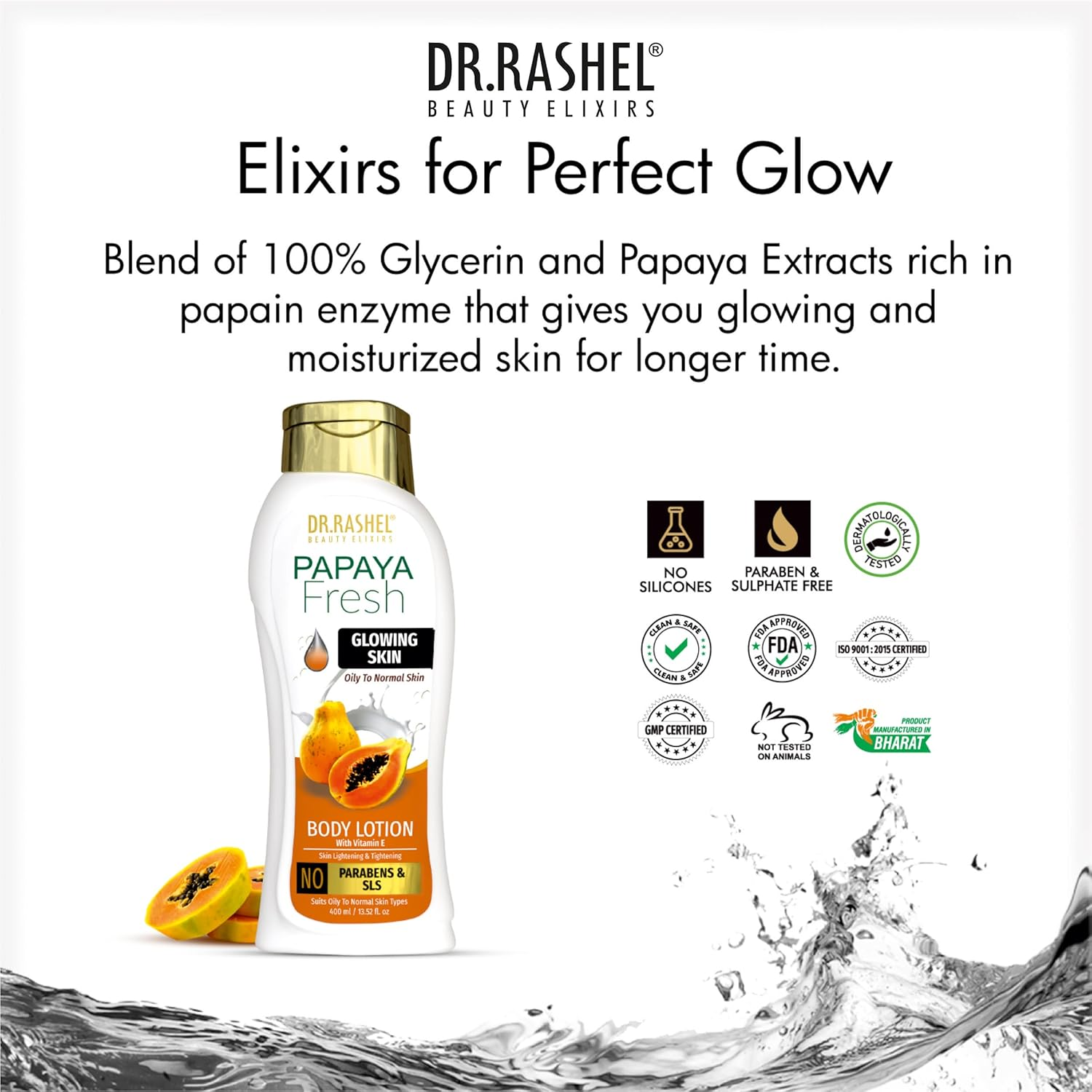 DR.RASHEL Papaya Fresh Body Lotion for Men & Women (400 ML) image number 2