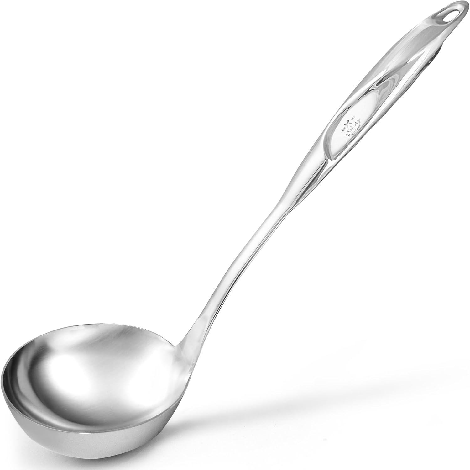 Zulay Premium 12 Inch Stainless Steel Ladle with Comfortable Grip - Long Handle Soup Ladle with Ample Bowl Capacity Perfect for Stirring and Serving