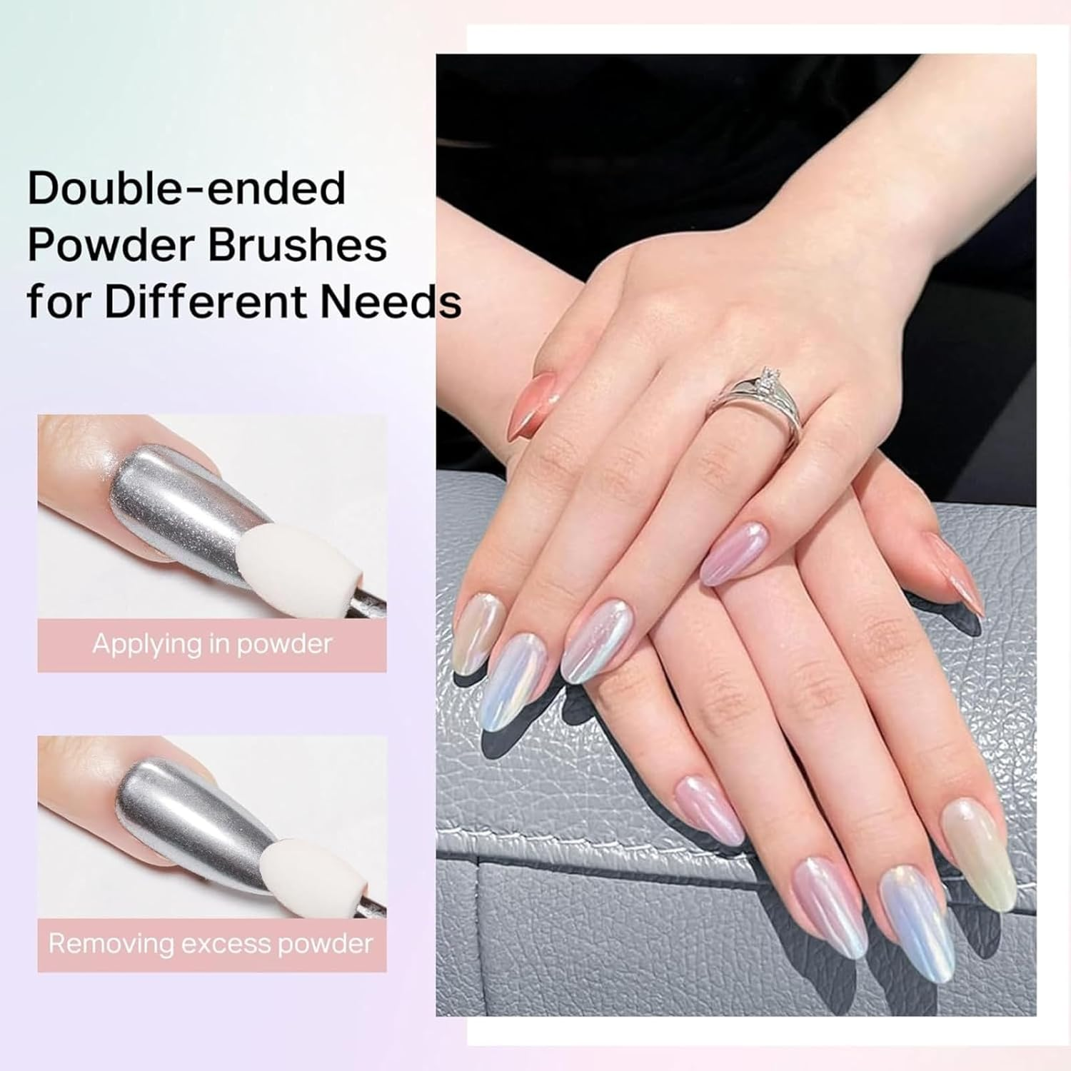 Solid Magic Mirror Powder, Mirror Powder, 6-Color Powder, Iridescent Mermaid Glitter Pearl, Suitable for ， Pigments, Aurora Gold (6-Color Solid Powder) image number 2