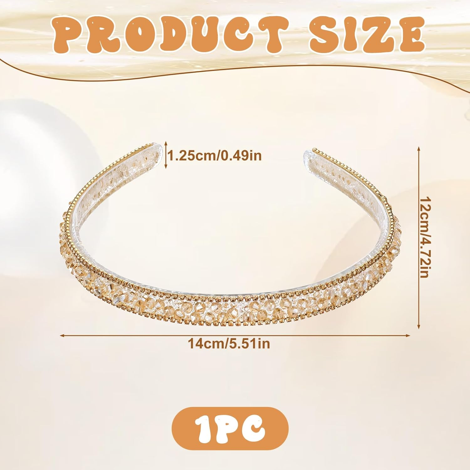 Rhinestone Headband, Sparkly Crystal Headband for Women Girls Non-Slip Glitter Diamond Headbands Bling Hair Styling Accessories for Party Birthday (Champagne) image number 1
