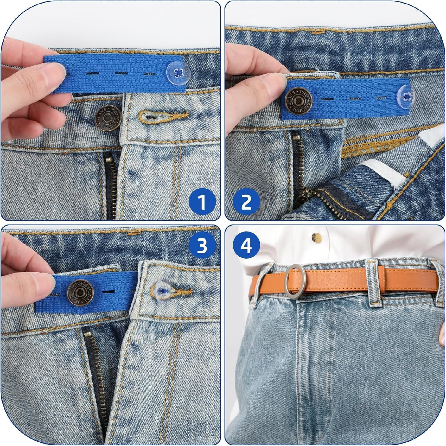 Adjustable Jean Pants Button Extenders, 12Pcs Pregnancy Pants Jeans Trousers Adjustable Waistband Expanders, Denim Button Waist Extenders Set for Men and Women image number 3