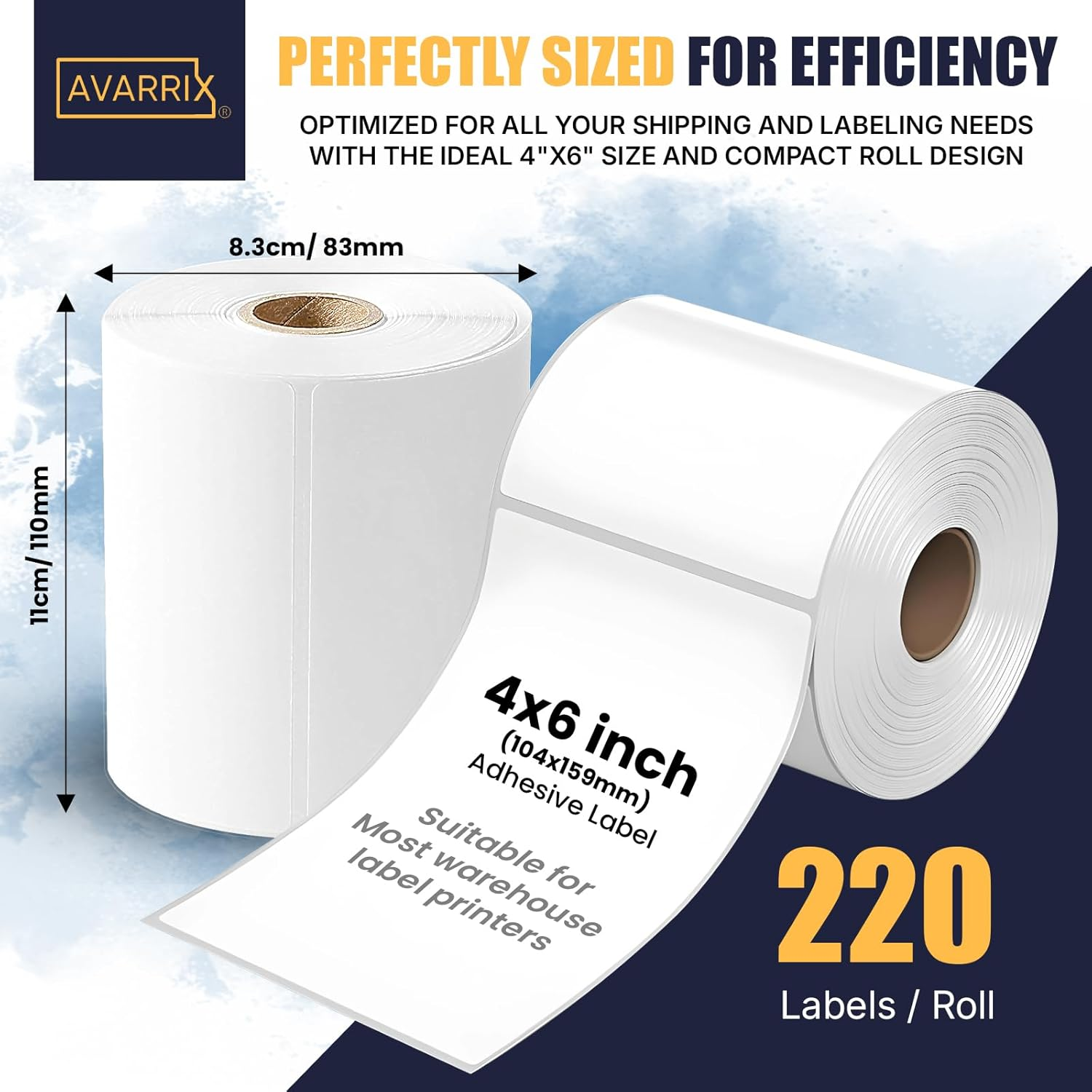 Avarrix Australia 4"X6" Thermal Shipping Labels 2 Pack, Direct Thermal, 220 Labels/Roll, Compatible with Dymo, Rollo, Zebra, Perforated, Permanent Adhesive, for Shipping, Logistics & E-Commerce image number 4