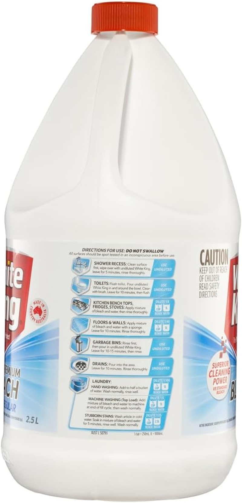White King Premium Regular Liquid Bleach 2.5 Litre image number 2