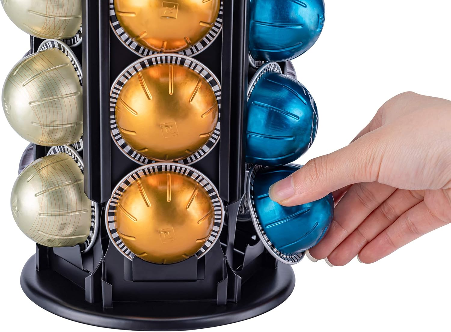 Flagship Vertuo Pod Holder Carousel Stand for Nespresso Vertuo Capsule Storage Organizer with Extra Space for Coffee Mate Silent Rolling (Vertuo 80+ Pod Storage) image number 3