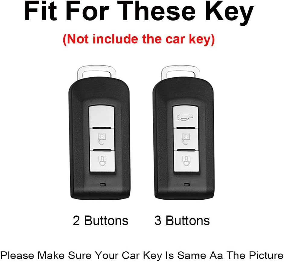 Remote Control Car Key Csae Zinc Alloy Leather Keyring Key Cover Fit for Mitsubishi L200 ASX Outlander Eclipse Cross Pajero Sport Lancer GT Mirage G4 2/3 Buttons Key Fob Holder Silvery-Brown image number 4