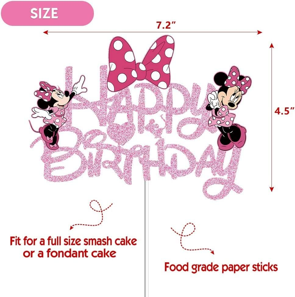 Minnie Cake Decoration, Happy Birthday Cake Decoration, Frozen Cake Decoration, Glitter Birthday Decoration Topper, Girls Cake Topper, Cake Decoration, Used for Birthday Parties and Anniversaries image number 2