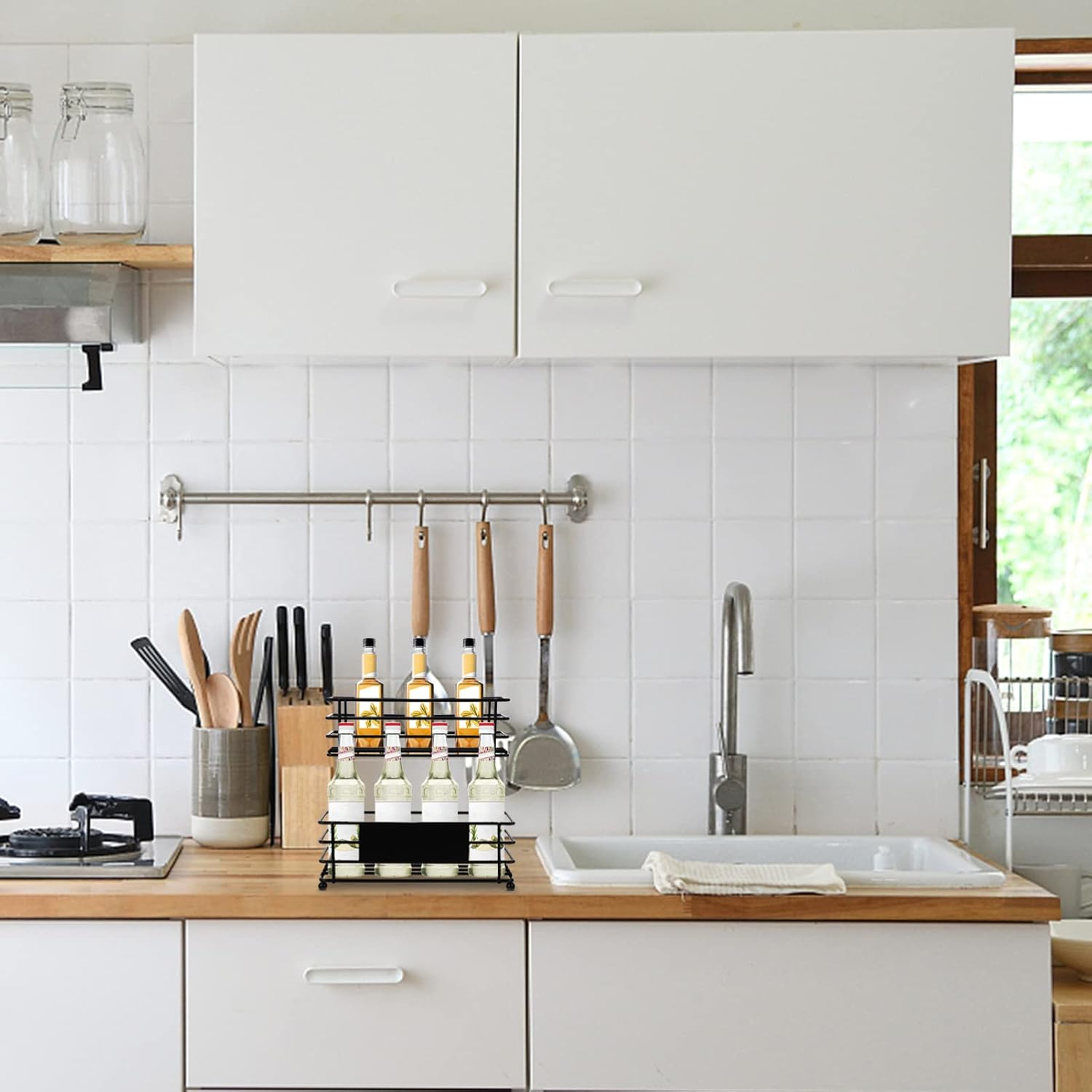 Cabilock Sugar Syrup Display Rack Art Kitchen Storage Organizer for Spice Bottles and Seasoning Jars for Shops and Homes to Keep Your Space Neat image number 5