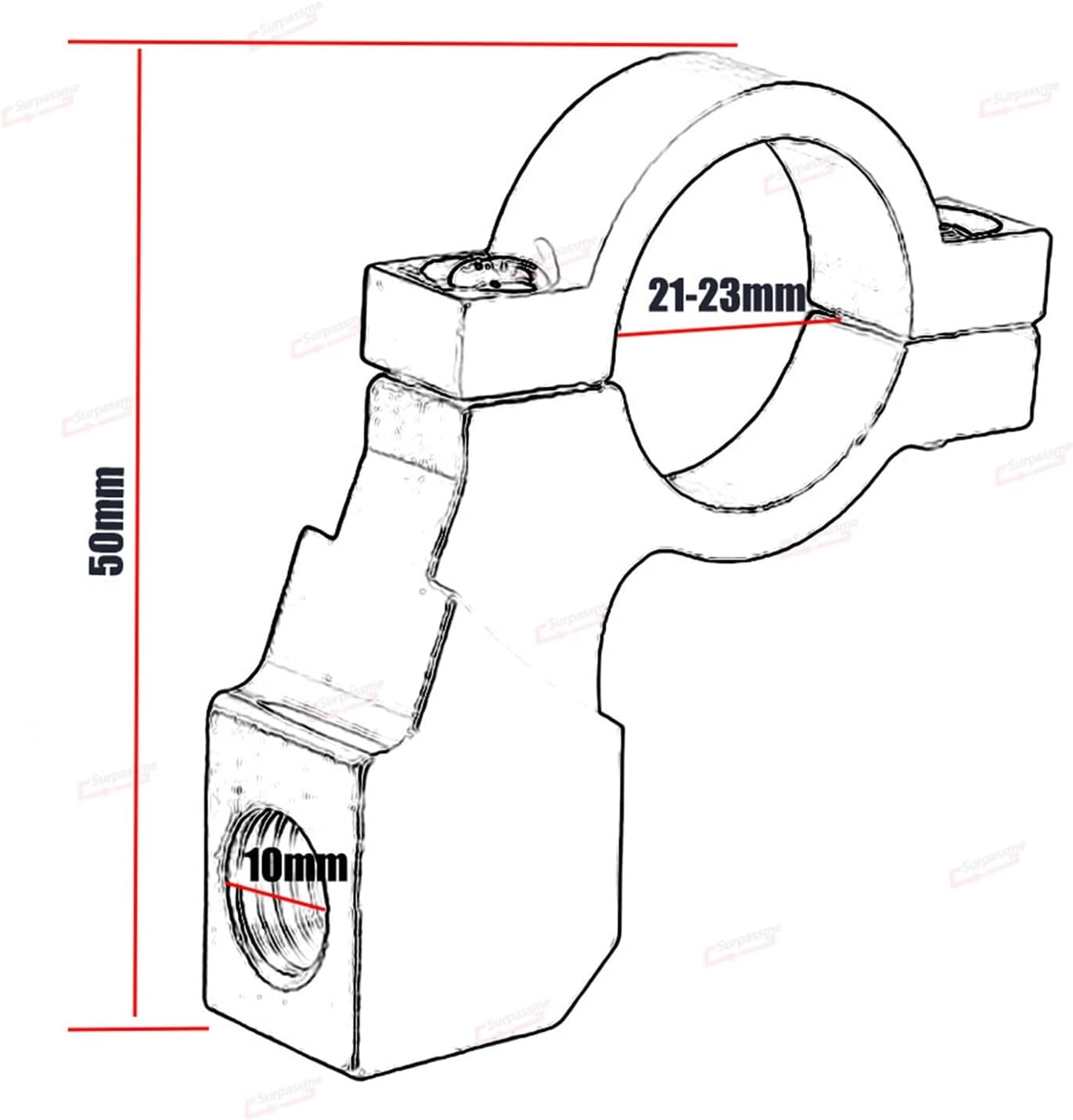 ZHANGTIAN 1PCS Universal 10MM Motorcycle Rearview Mirror Mount Adapter Holder Clamp Screw 7/8'' Handlebar Motorbike Scooter Accessories (Color : Gold) image number 3