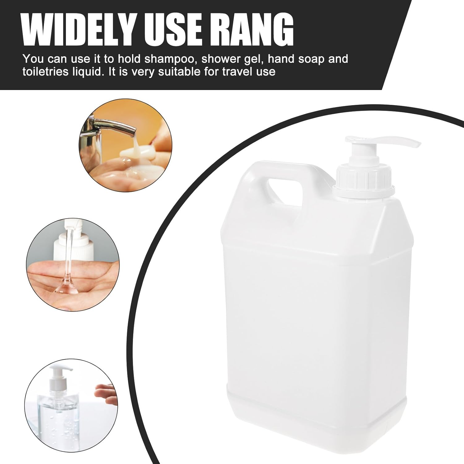 Sewroro Large Capacity 2.5L Refillable Pump Bottle for Cosmetics and Chemicals, White Plastic Dispenser Container with Leak-Proof Seal, Suitable for Bathroom and Personal Care Use image number 5