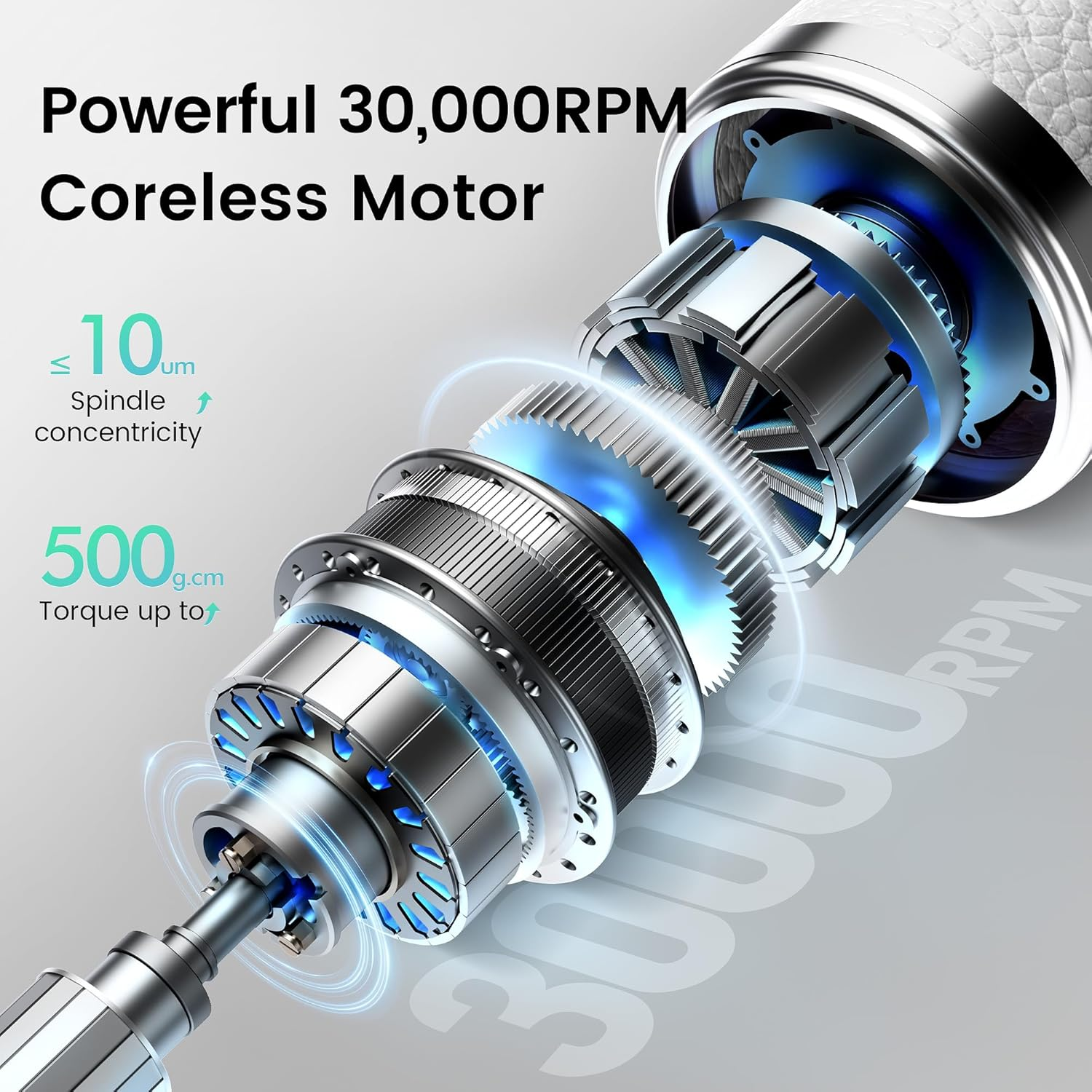 L'UGX Rechargeable Nail Drill Professional &ndash; Cordless Electric Nail File for Acrylic & Gel Nails 30000 RPM, Quiet & Smooth Efile for Manicure & Pedicure,Green image number 5