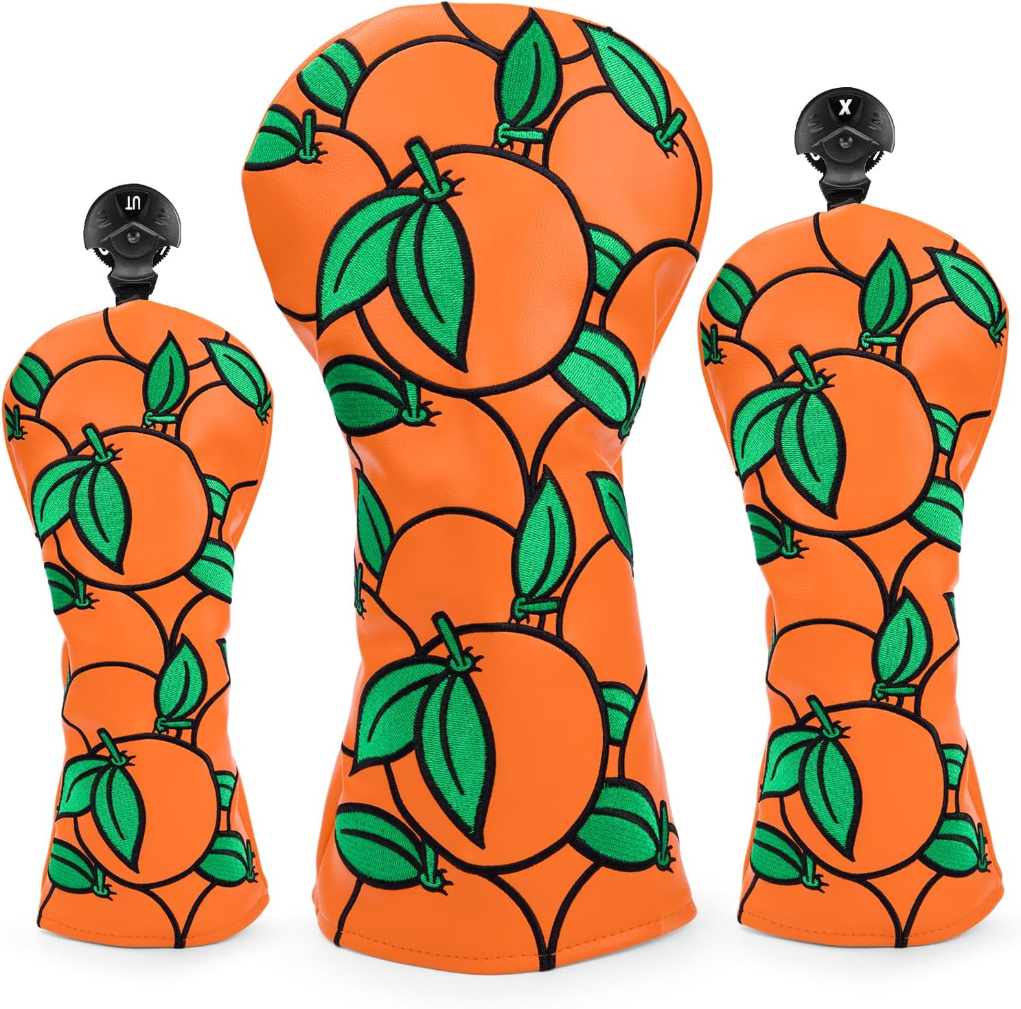 Montela Golf Club Covers Orange Golf Head Cover Driver Covers Fairway Wood Headcover Hybrid Cover Leather Golf Headcover for Scotty Cameron Taylormade Titleist Odyssey image number 6