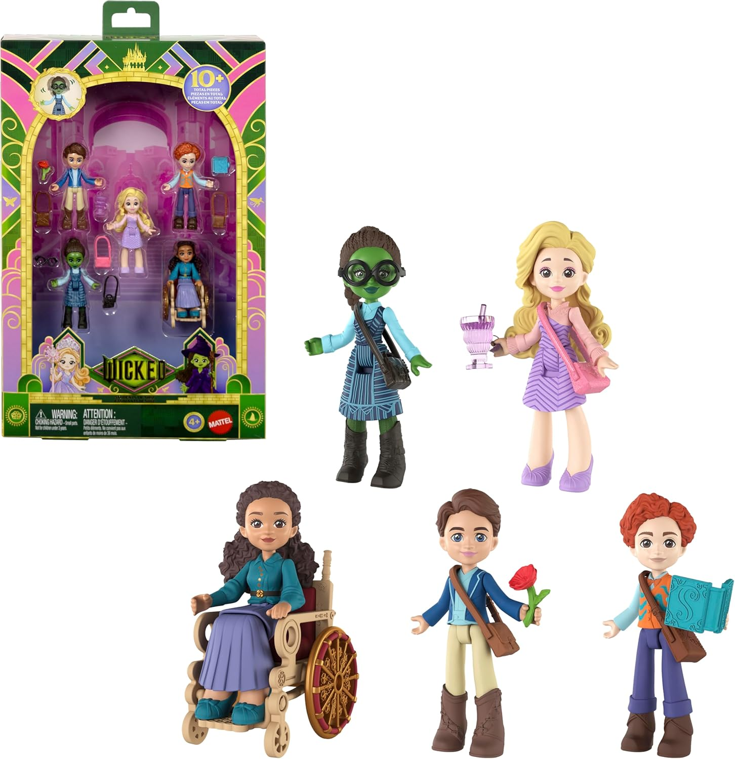 Mattel Universal Pictures&rsquo; Wicked Students of Shiz Multipack, 5 Small Dolls with Signature Looks and 9 Storytelling Accessories, Inspired by the Movie