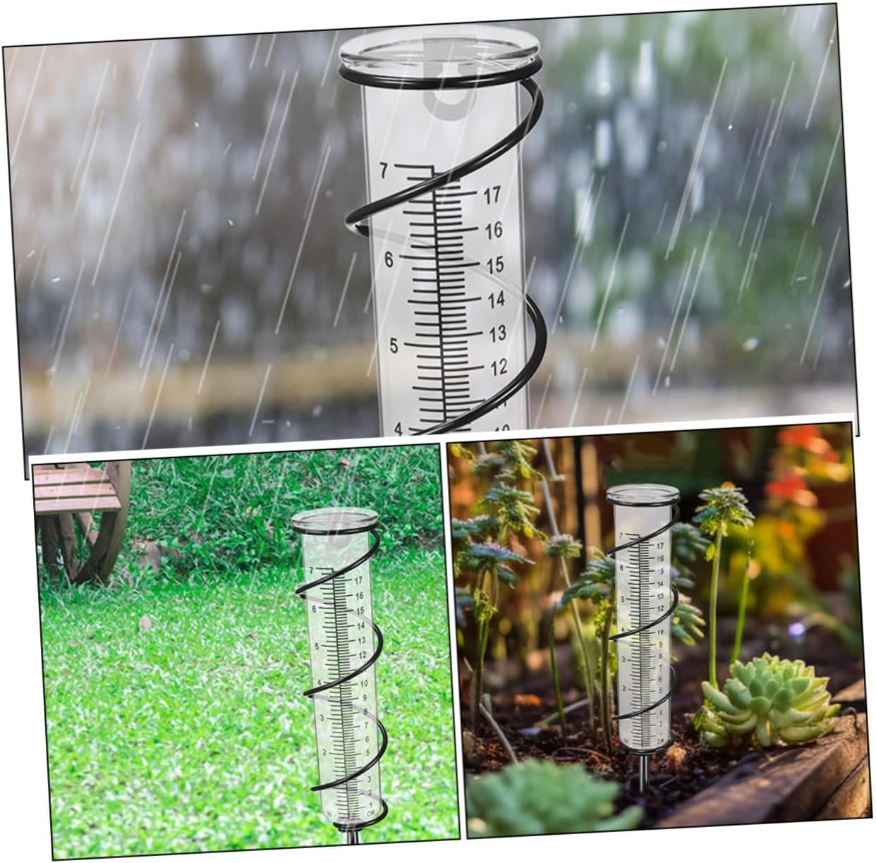 Abaodam 2Pcs Plastic Rain Gauge Tubes Clear Rain Measuring Test Tubes for Garden Water Level Monitoring Clean Replacement Rainfall Collectors image number 1