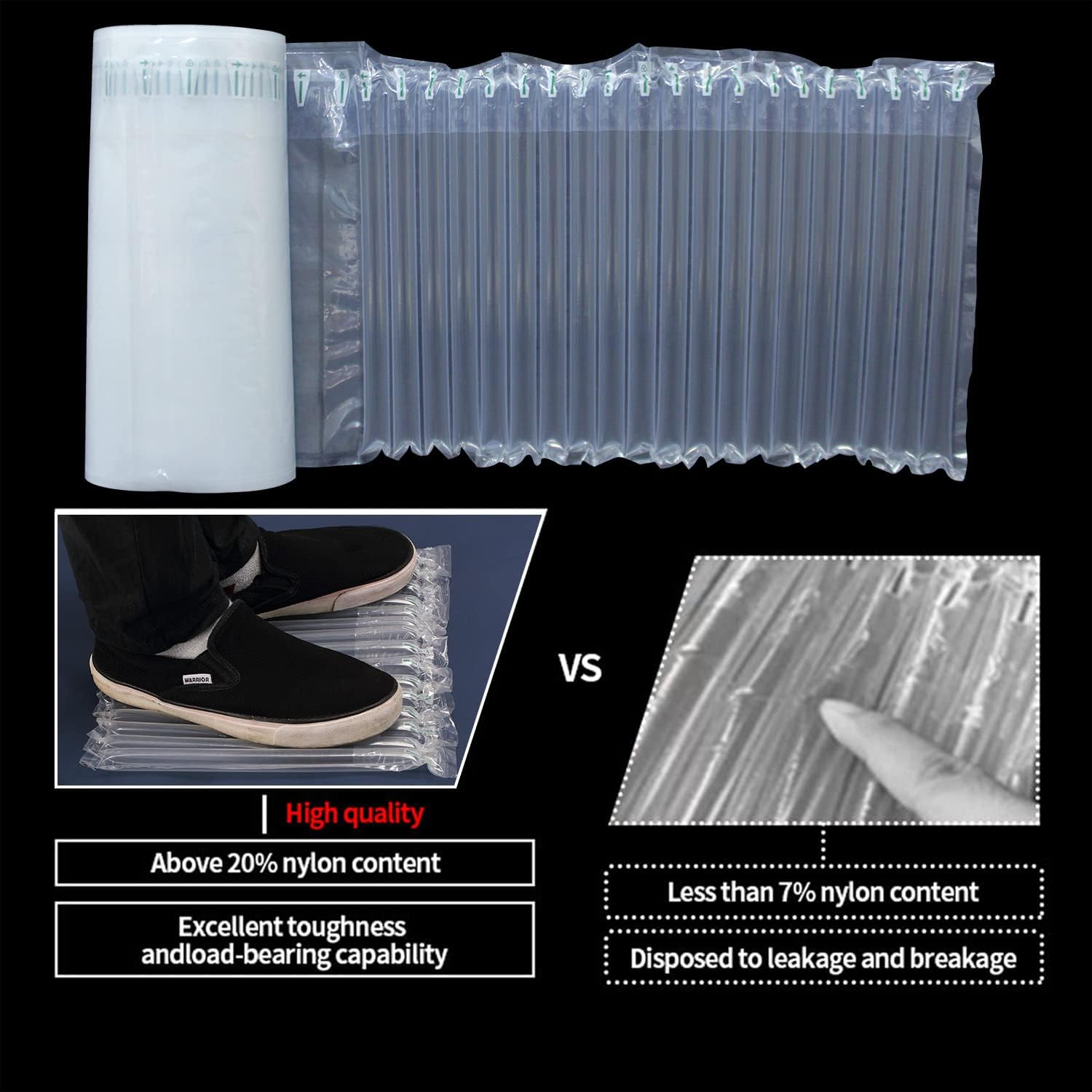 Bubble Cushioning Wrap Roll, 11.8 Inch X 164 Feet Inflatable Air Column Wrap for Heavy Duty Packing and Shipping 50 Microns Thick and Strong Large Air Bubbles for Moving Fragile Items image number 5