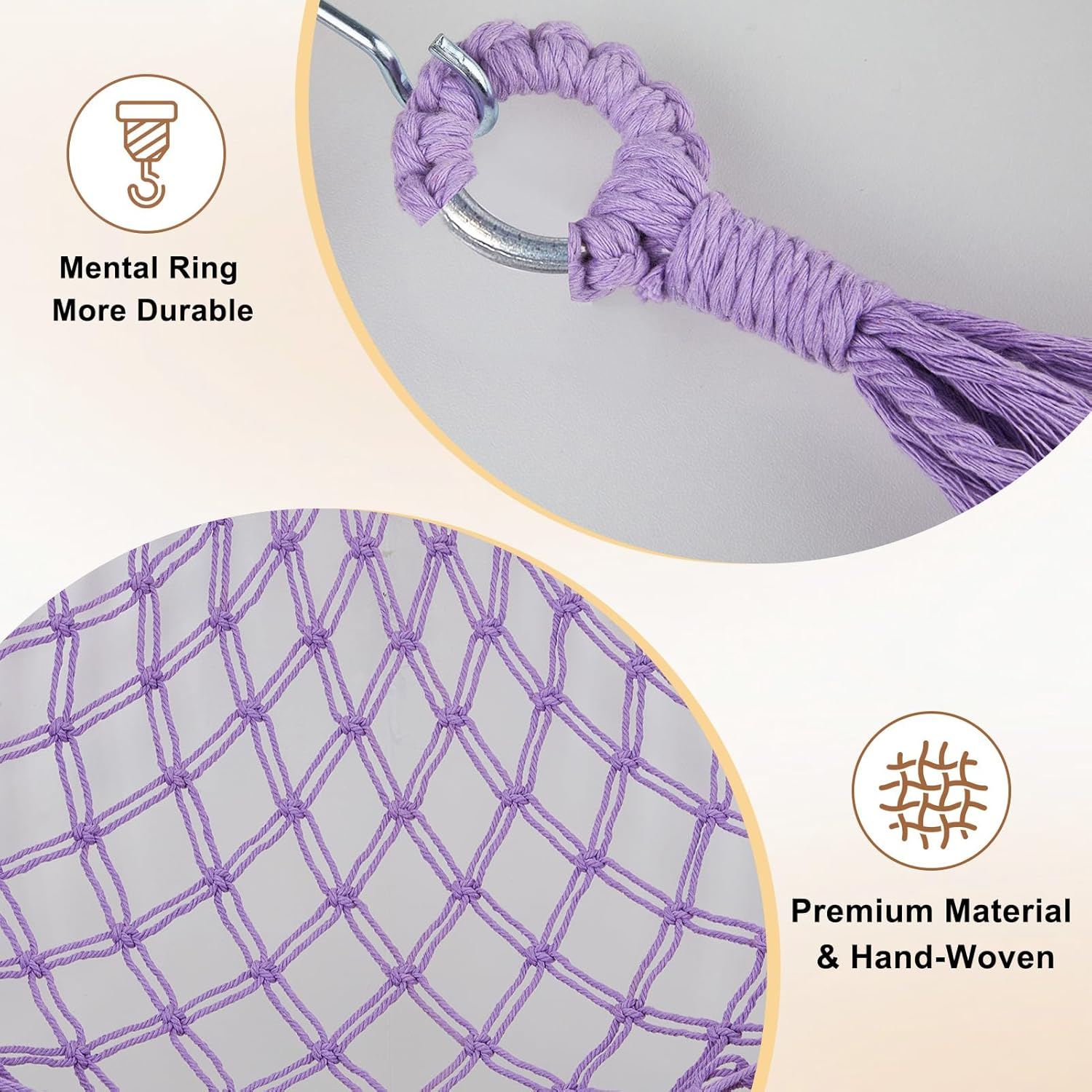 Unicorn Castle Triangular Stuffed Toy Storage Net Hammock Organizer, Purple, Cotton, Triangular, 59 X 39.37 X 59 Inches, 5 Pounds Capacity, Boho Wall Hanging Decor for Nursery, Playroom, Bedroom image number 6