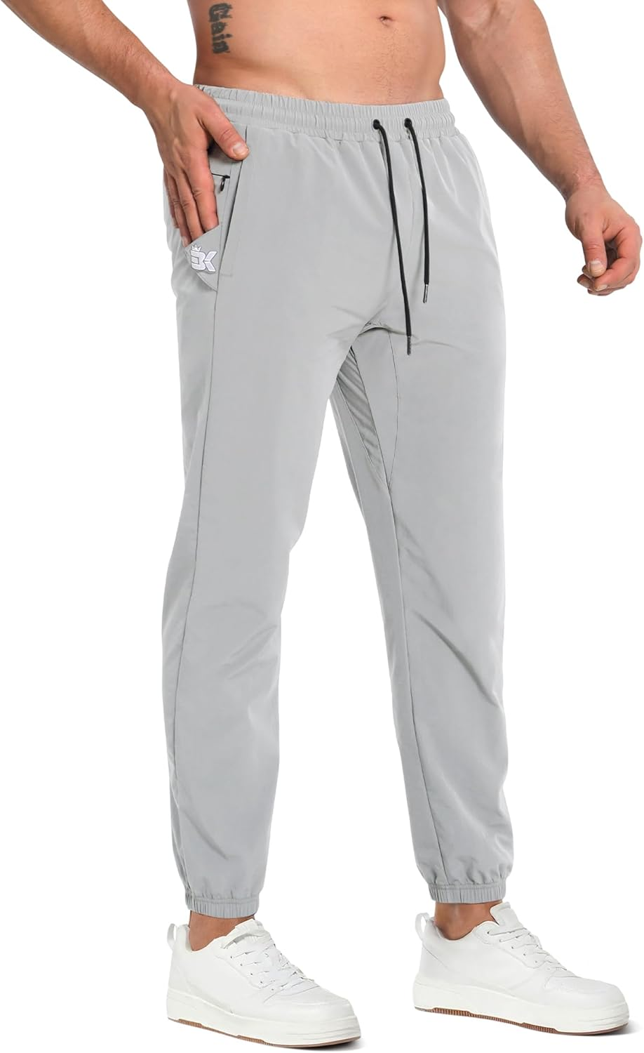 BROKIG Men'S Trianloop Gym Track Pants,Lightweight Athletic Joggers Casual Fit Workout Sport Running Sweatpants Zipper Pocket